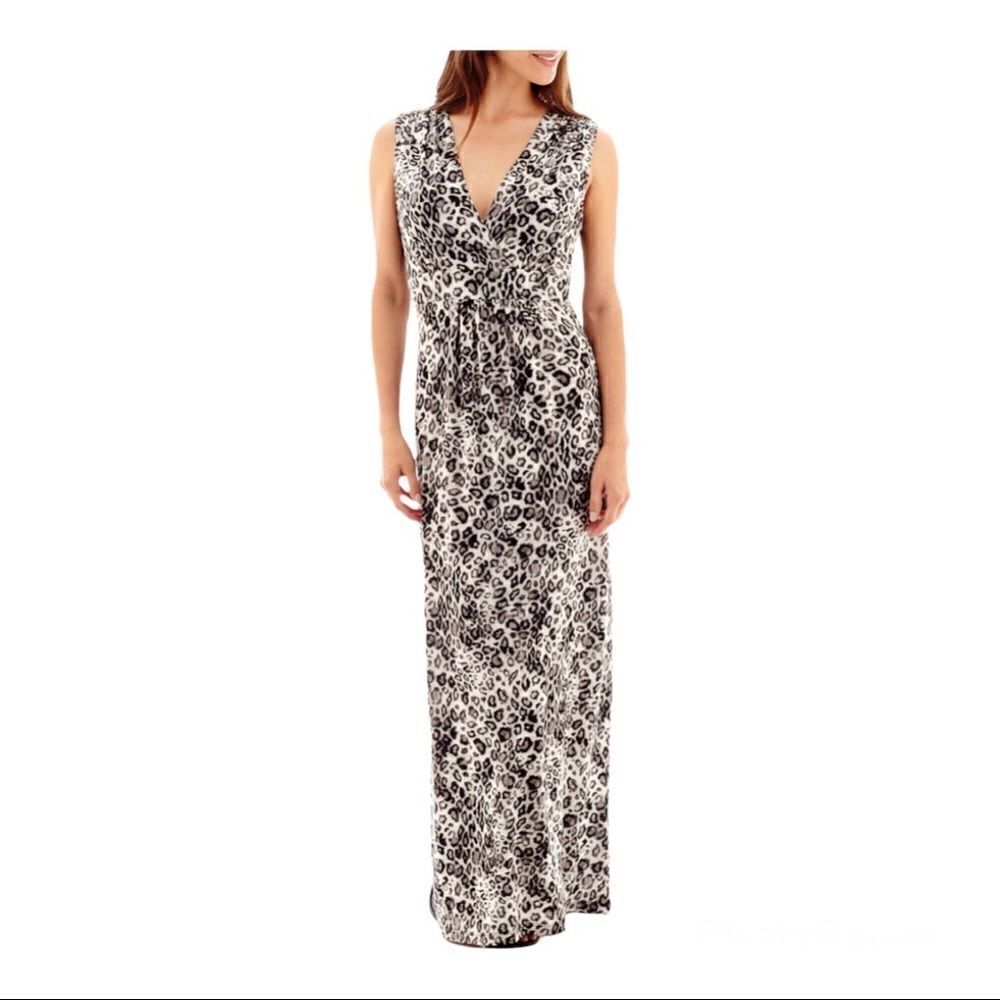 Tiana B. Black & White Sleeveless Animal-Print Maxi Dress; SZ S; NWOT
